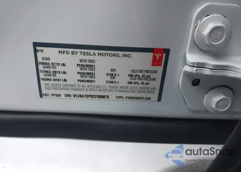 2012 Tesla Model S Performance/Signature Performance from USA, damaged, VIN 5YJSA1DP0CFS00675